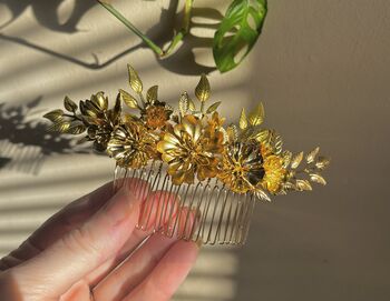 The Flora Veil Comb Leaf Flower Dramatic Hair Accessory Bridal, 5 of 8