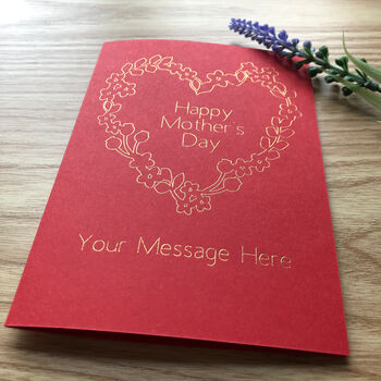 Personalised Mother's Day Heart And Flower Wreath Card, 5 of 10