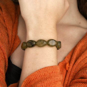 Olive Green Chunky Bead Stretch Bracelet, 2 of 5