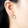 Pearl Halo Earrings 18k Gold, thumbnail 4 of 7