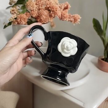 Premium Black And White Flower Mug, 7 of 8
