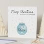 Personalised Christmas Card For Nephew Blue Bauble, thumbnail 1 of 7