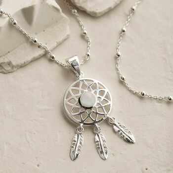 Sterling Silver Gemstone Dream Catcher Necklaces, 5 of 9