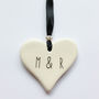 A Personalised Ceramic Hanging Heart Decoration, thumbnail 4 of 5