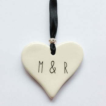A Personalised Ceramic Hanging Heart Decoration, 4 of 5
