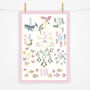 Floral Childrens Educational Number Print With Border, thumbnail 1 of 5