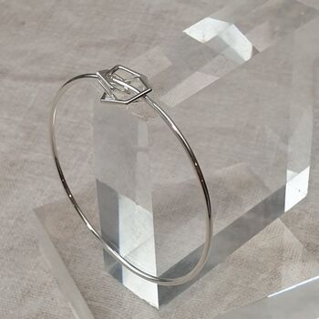 Sterling Silver Bangle With Geometric Charms, 2 of 10
