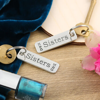 Sisters Gift Pair Of Matching Personalised Keyrings, 5 of 5
