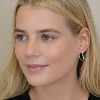 Sterling Silver Heart Hoop Sleeper Earrings – 22mm, 8 of 9