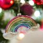 Rainbow Shaped Glass Christmas Bauble, thumbnail 2 of 4