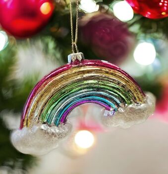 Rainbow Shaped Glass Christmas Bauble, 2 of 4