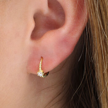 18ct Gold Plated Or Silver Crystal And Bead Hoops, 3 of 7