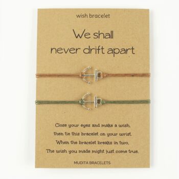 Never Drift Apart Anchor Charm Wish Bracelet, 3 of 4