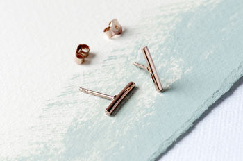Bar Geometric Sterling Silver And Gold Stud Earrings, 3 of 10