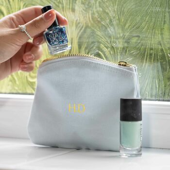Personalised Initial Pastel Blue Organic Spring Purse, 4 of 6