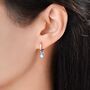 Sterling Silver Aquamarine Blue Pear Cut Cz Huggie Hoop Earrings, thumbnail 5 of 12