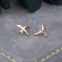 Sterling Silver Mismatched Asymmetric Swallow Bird Silhouette Stud Earrings, thumbnail 1 of 11
