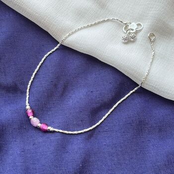 Pure Silver Colourful Beaded Indian Payal Anklet, 3 of 7
