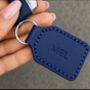 Personalised Dark Blue Hand Stitched Leather Key Fob, thumbnail 3 of 7