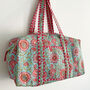 Weekend Duffle Bag | Blue And Pink Flower Block Print, thumbnail 5 of 5