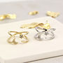 Crescent Moon And Star Crossover Open Ring, thumbnail 4 of 10