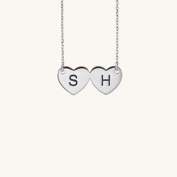 Personalised Double Heart Initial Necklace, 2 of 6