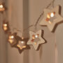 20 Dimmable LED Wooden Star Battery Fairy Lights, thumbnail 1 of 2
