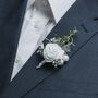 Floral Wedding Buttonhole In Silver, thumbnail 1 of 10