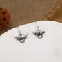 Sterling Silver Highland Cow Drop Dangling Hook Earrings, thumbnail 1 of 11
