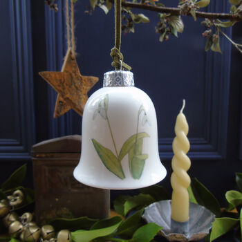 Snowdrops Fine Bone China Bell Decoration, 2 of 10