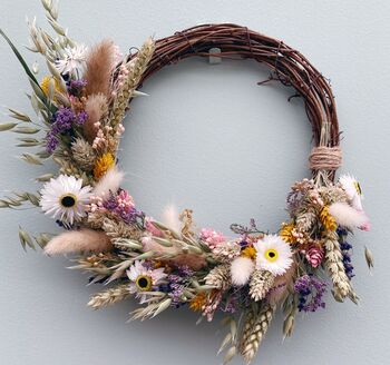 Small Colourful Spring Dried Flower Wreath, 6 of 6