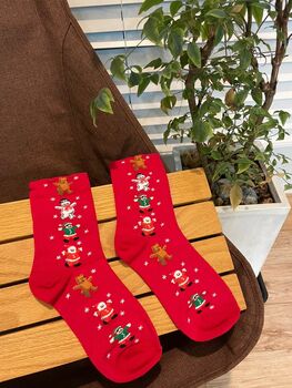 Two Pack Of Snowy Chrlstmas Socks In Box, 4 of 5