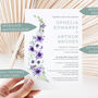 Wedding Invitation Deep Purple And White Floral, thumbnail 2 of 5