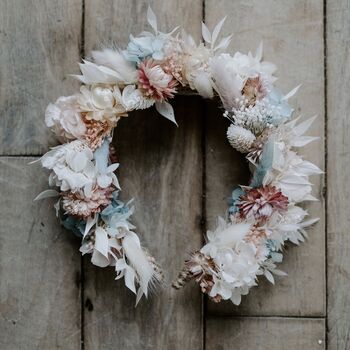 Skye Pastel Bridal Dried Flower Crown Wedding Headband, 3 of 3