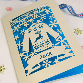 Personalised Papercut Christmas Jumper Card, 3 of 5