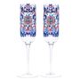 Blue Pink Floral King's Coronation Champagne Flutes, thumbnail 2 of 5