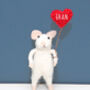 Felt Mouse With Gran Love Heart Balloon, Mothers Day, thumbnail 1 of 2