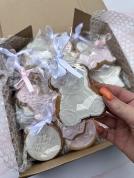 Baby Pink Baby Shower Biscuit Favours, 5 of 12