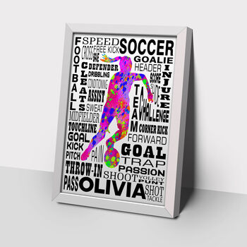 Personalised Girl Soccer Print, 2 of 4