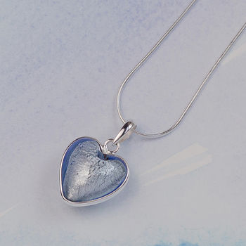 Handmade Silver Murano Glass Heart Pendant, 10 of 12
