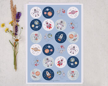 A5 Personalised Children's Stationery Set Gift With Space Design, 5 of 9