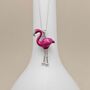 Personalised Sterling Silver Enamel Flamingo Necklace, thumbnail 4 of 5
