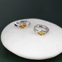Tiny Rhombus Citrine Yellow Cz Huggie Hoop In Sterling Silver, thumbnail 2 of 11