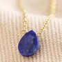 Lapis Lazuli Stone Teardrop Necklace In Gold Plating, thumbnail 2 of 7