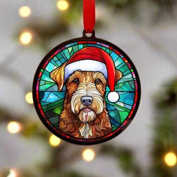 Airedale Terrier In Santa Hat Suncatcher Decoration, 5 of 6