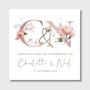 Wedding Card Personalised Dusky Pink Floral Initials, thumbnail 2 of 2