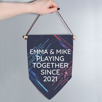 Personalised Linen Hanging Gaming Banner, 2 of 4