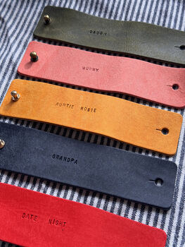 Personalised Mini Text Leather Napkin Ring, 5 of 6