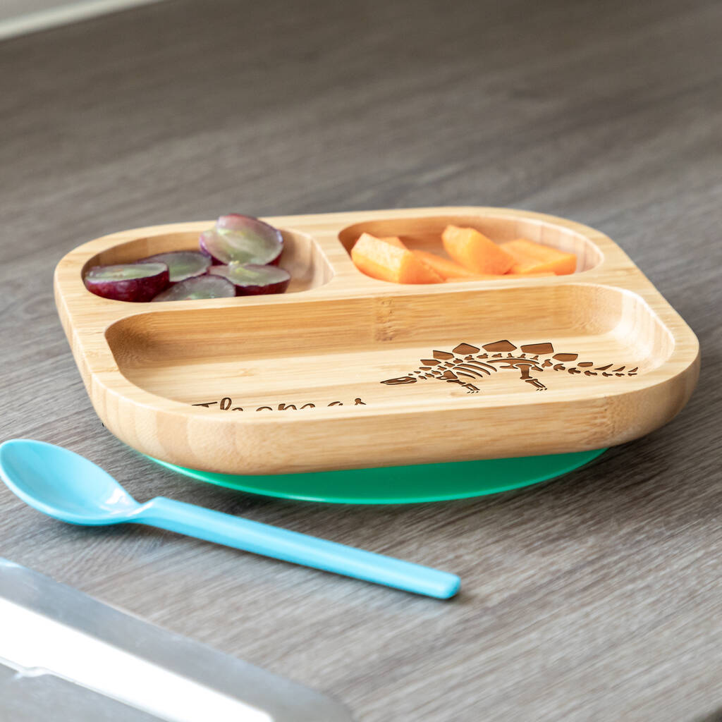 Personalised Dinosaur Bamboo Suction Plate For Kids By Mirrorin