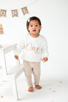 Personalised Big 'One' Embroidered First Birthday Sweatshirt Jumper, 3 of 8